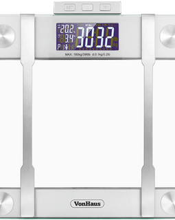 VonHaus Body Fat Scales 400lb Weight Capacity Hydration Monitor Composition Analyser Bathroom Scales
